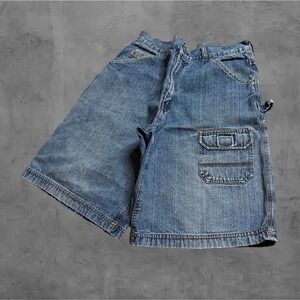 Premier International For Men Denim Cargo Shorts Size 34 Blue Distressed Utility